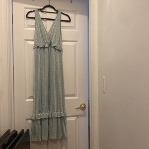 Green striped flowy beach dress